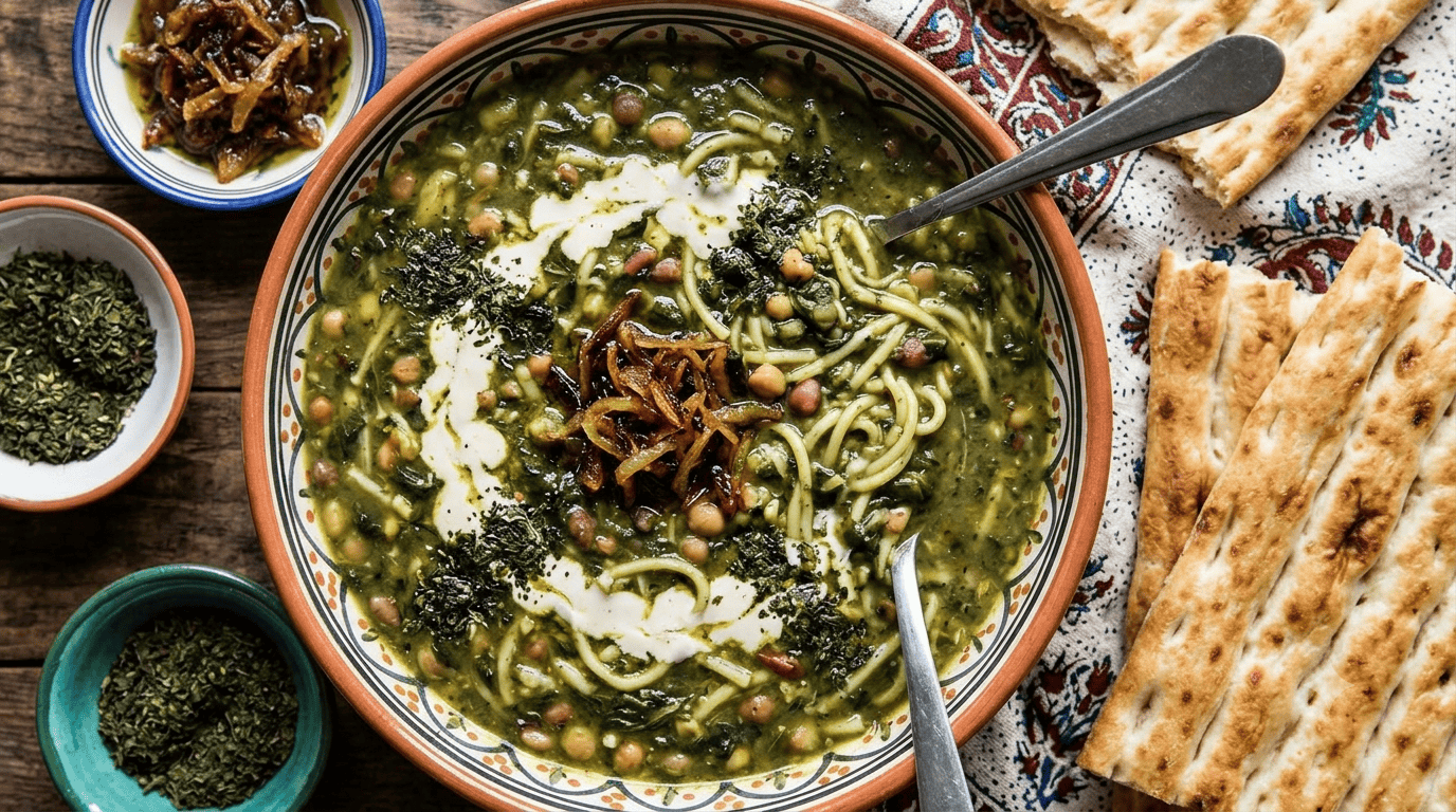 Ash-e Reshteh (Persische Bohnen-Nudel-Suppe)