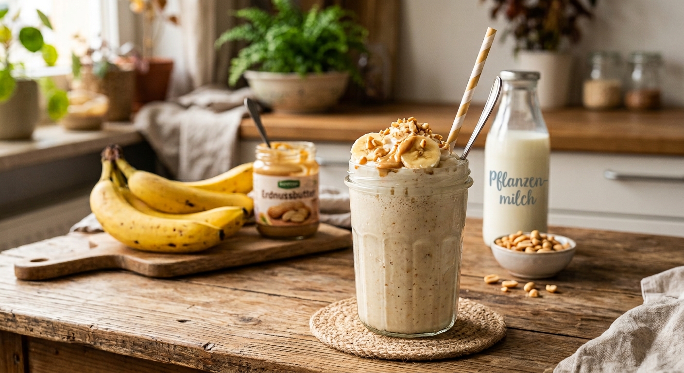 Bananen-Erdnuss-Shake mit Sojadrink