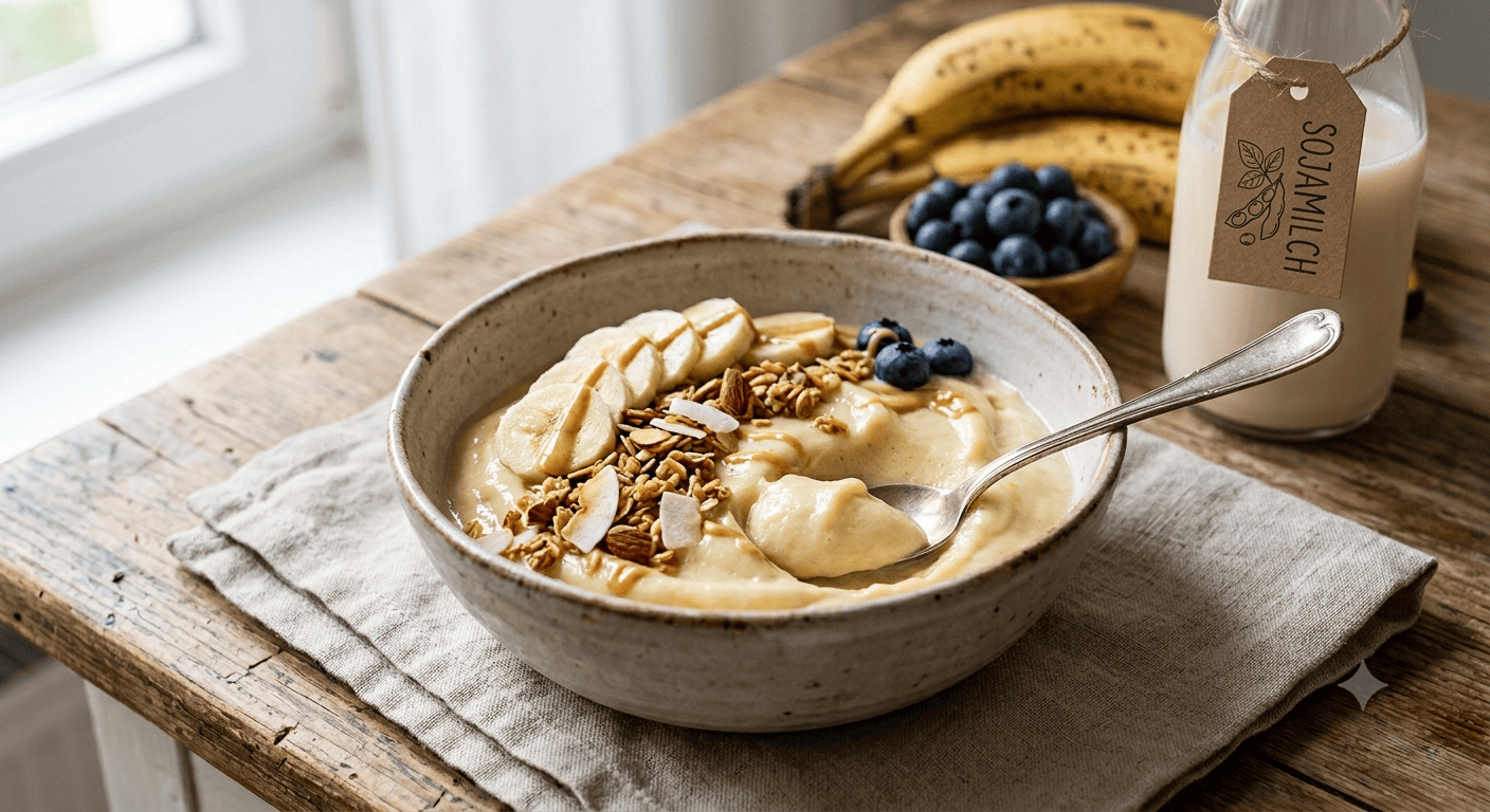 Bananen-Nicecream mit heißen Beeren