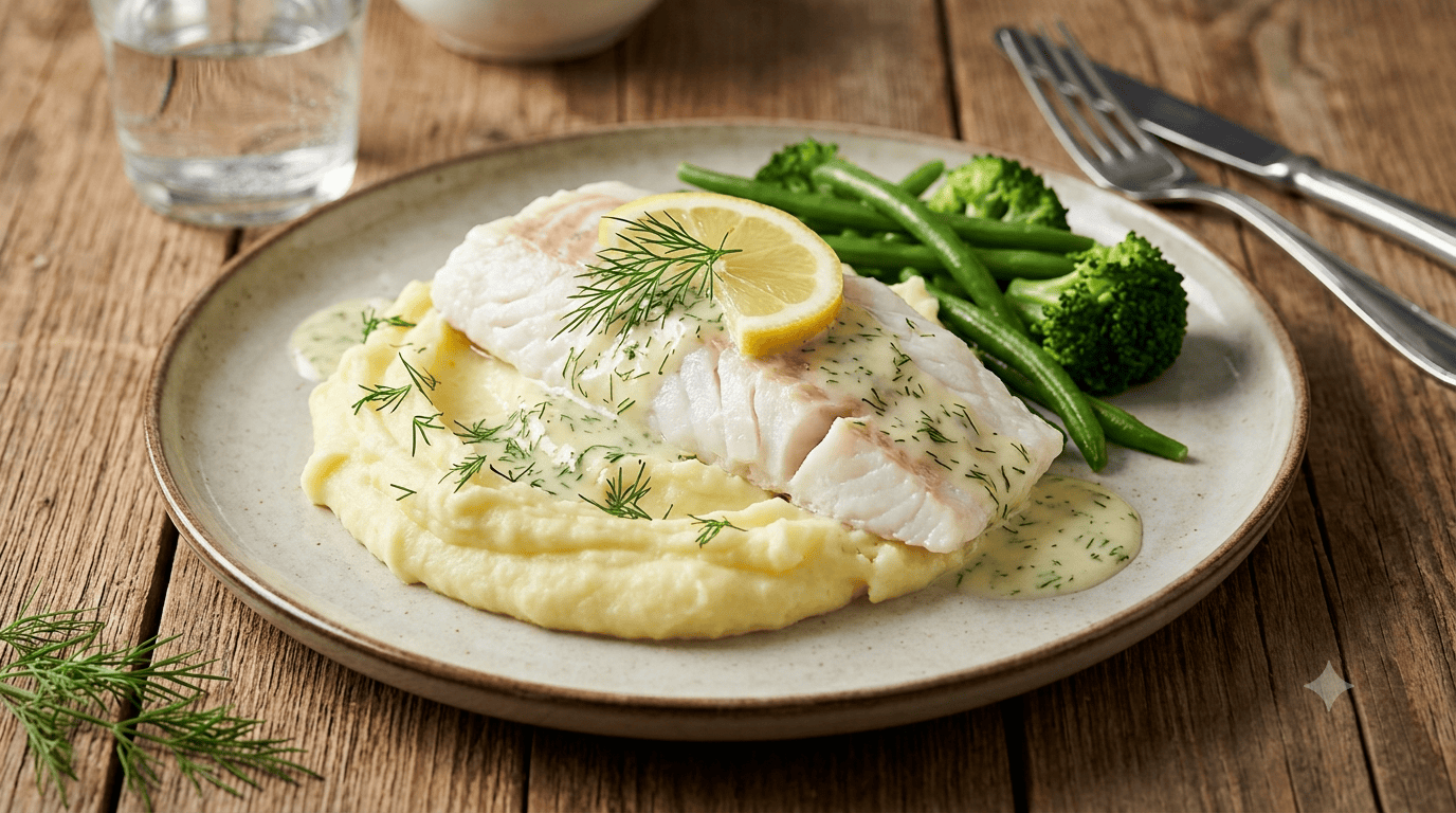 Gedünsteter Fisch mit Erdäpfelpüree