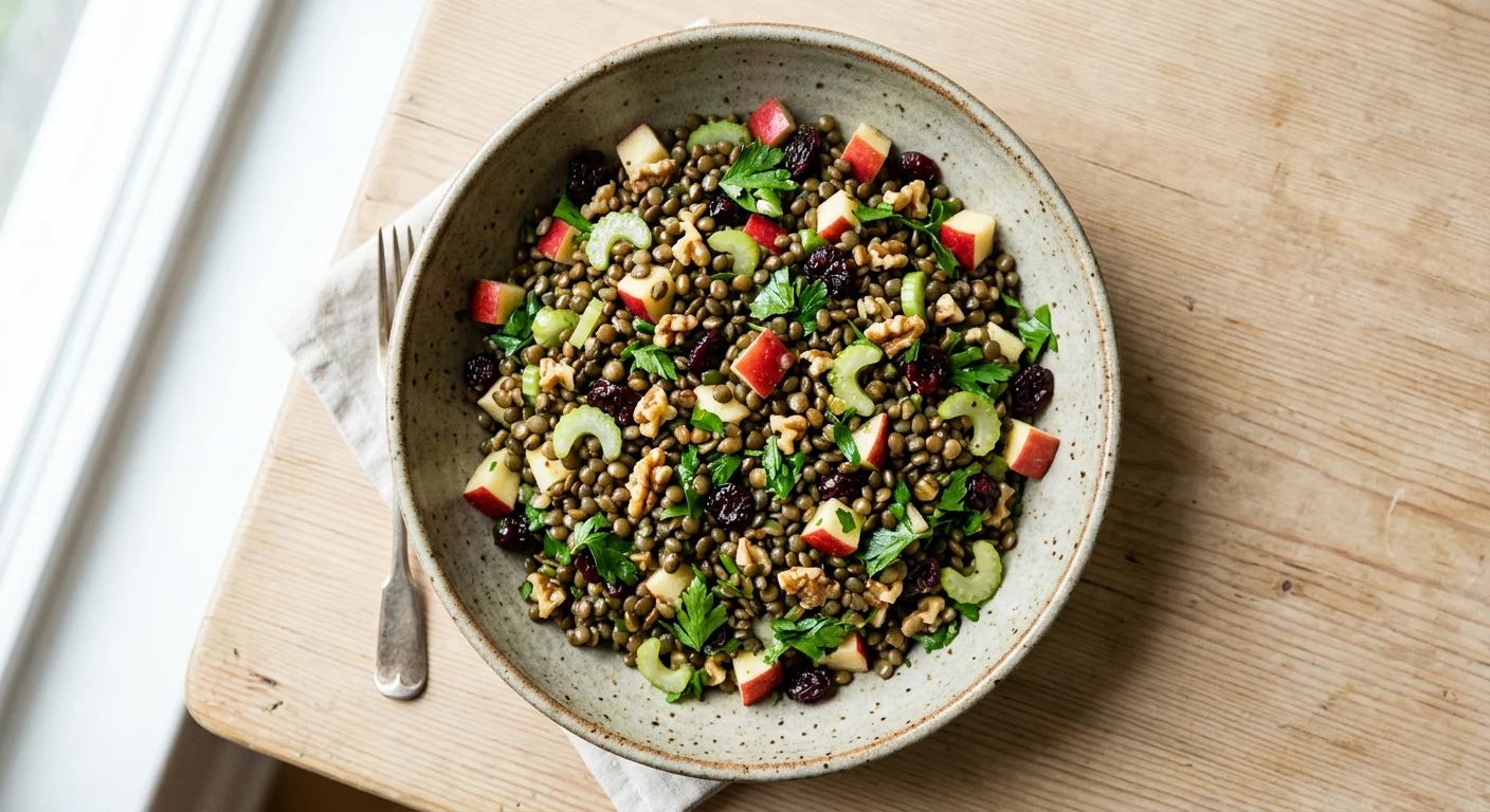 Linsensalat mit Apfel, Sellerie und Walnüssen