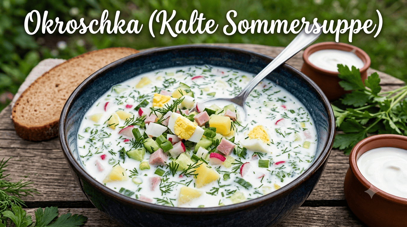 Okroschka mit Tofu und Edamame