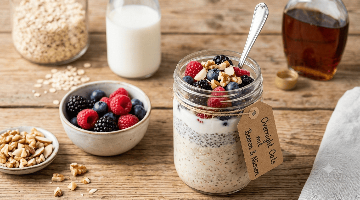 Overnight Oats mit Beeren und Nüssen