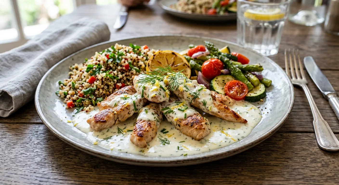 Putenbrust mit Zitronen-Skyr-Sauce