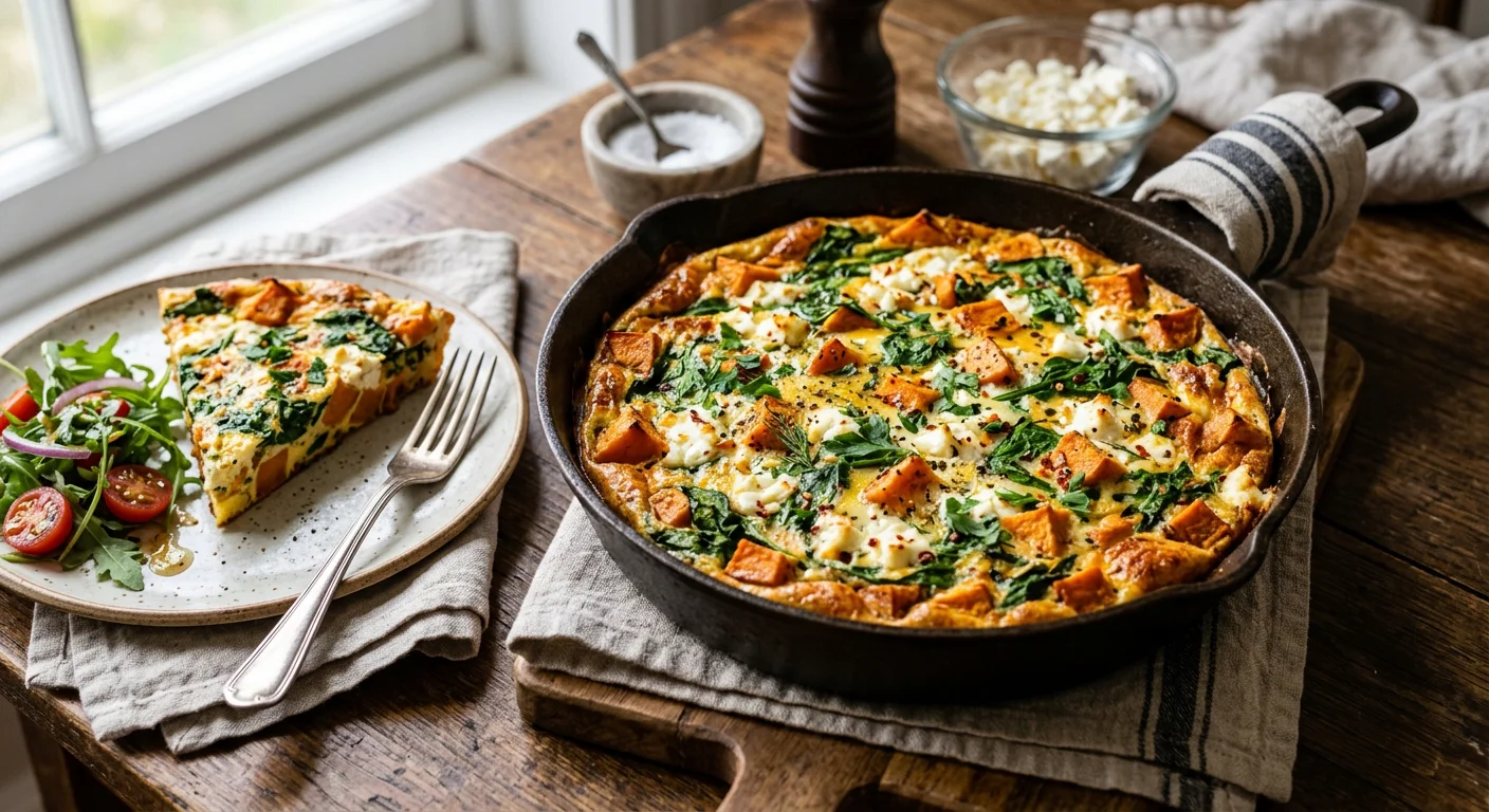 Süßkartoffel-Frittata mit Spinat und Feta