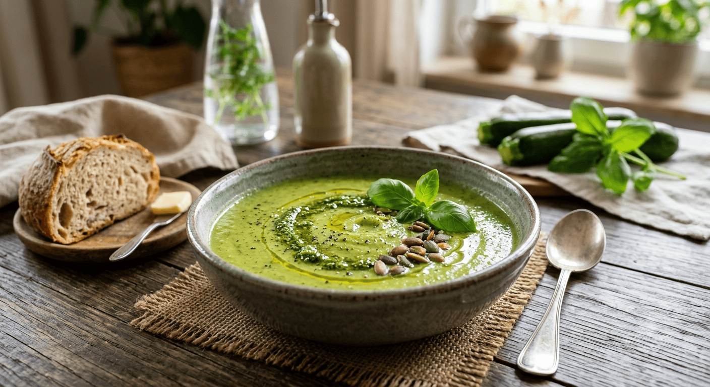 Zucchini-Basilikum-Cremesuppe